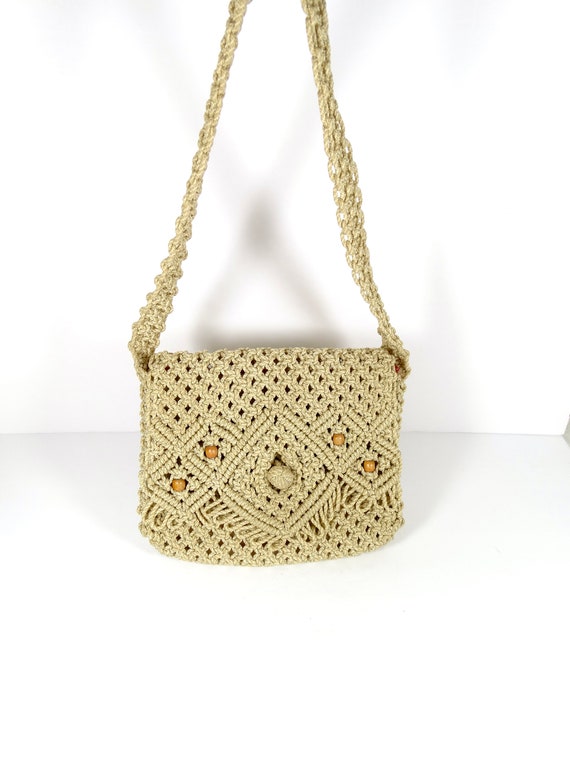 1970s Macrame Purse Macrame Handbag 70s Bag Hippie