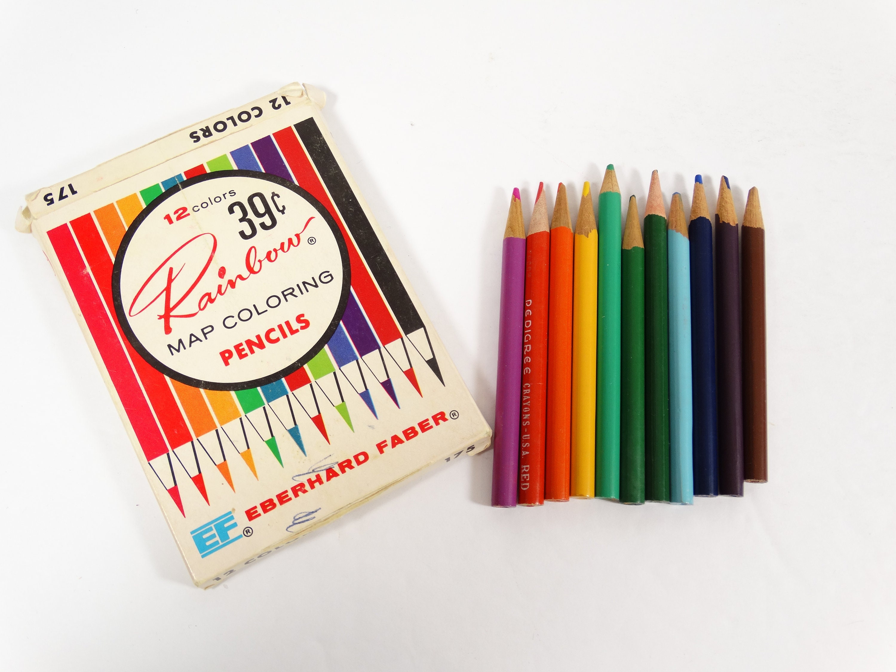 1960s Colored Pencils Set of 11 Eberhard Rainbow Map Coloring