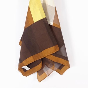 Vintage Brown Tone Geometric Square Scarf Italy Italian Design Scarf
