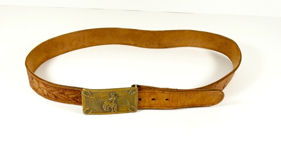 Vintage Embossed Leather Belt - Carino Western Style Belt  display picture 3