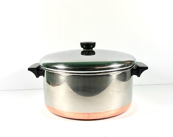 6 Qt Stockpot Vintage Revere Ware 6 Qt Stock Pot with Lid - 6 Quart Stockpot with Lid Copper Bottom Copper Clad Revere Pot Clinton IL RW523