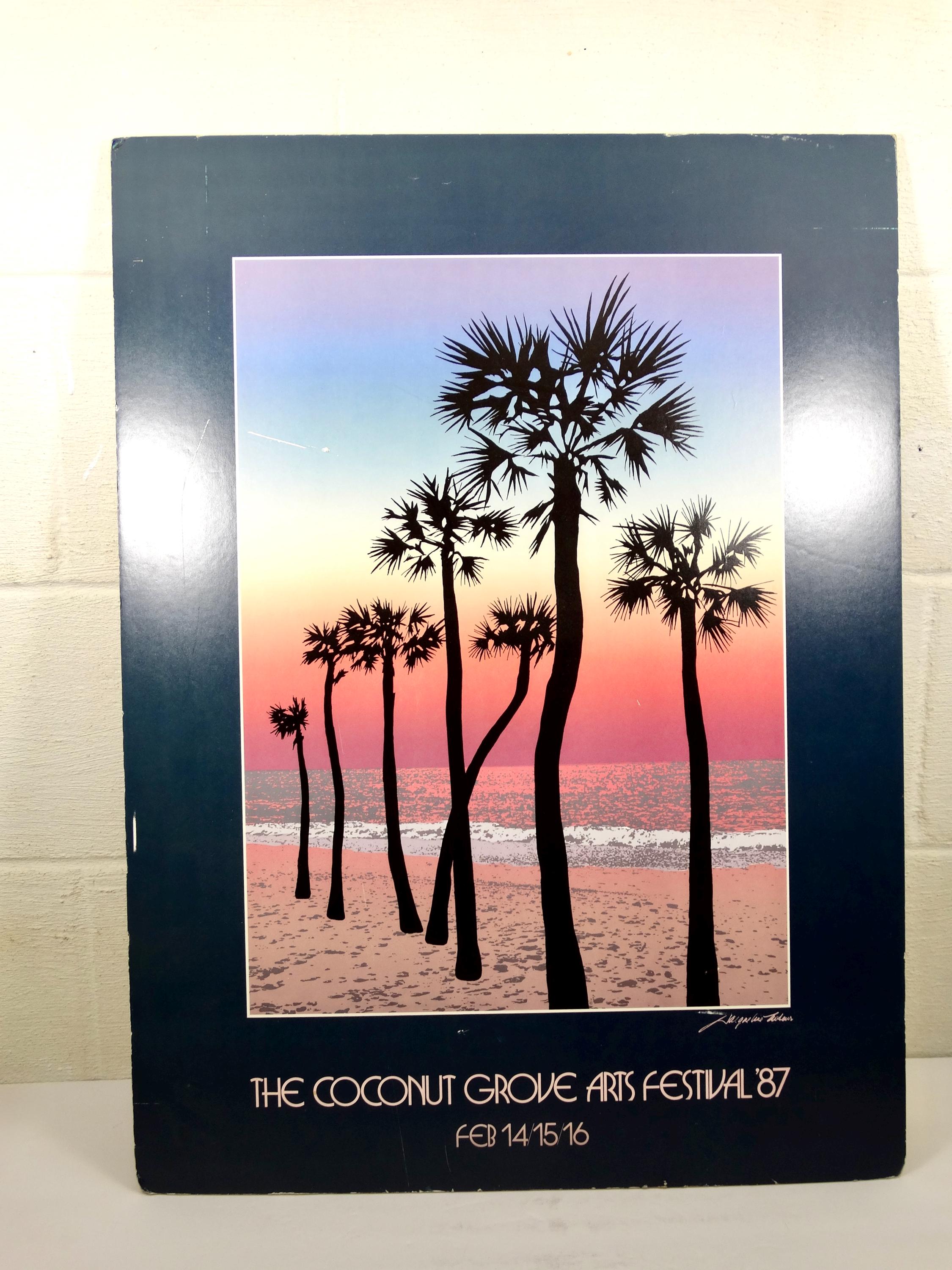 out coco様  ❁ナチュラルサインボード ♪ 1987 Coconut Grove Arts Festival Poster 1980s Florida Art Festival
