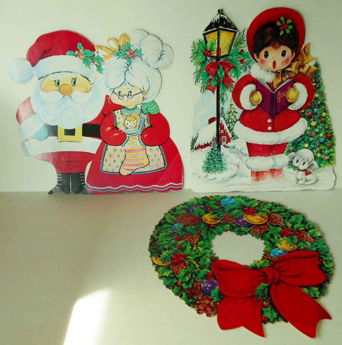 Vintage Cardboard Christmas Cutouts Window Decorations Etsy