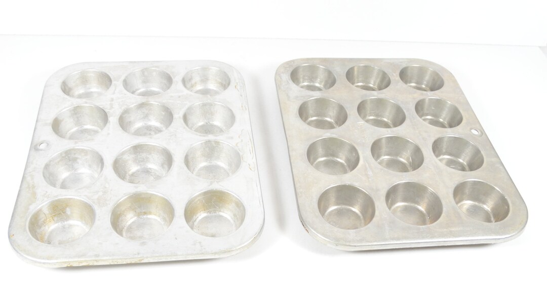 Vintage Worthmore Aluminum Mini Muffin Tins - Set of 2 - Small Cupcake ...