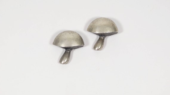 Pewter Mushroom Brooches - Set of 2 Vintage Mushro