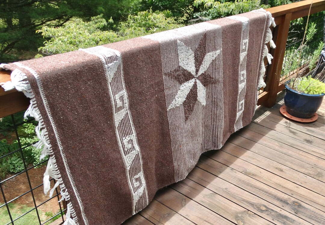 Vintage Mexican Rug Mexican Blanket Earthtones Boho Star Rug Etsy