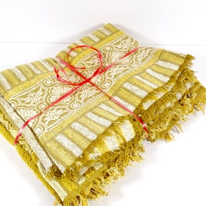 1960s Reversible Striped Bath Towels - Set of 2 Callaway Gold Striped Bath Towels 60s Towels - 1960s Towels Vintage Towels
