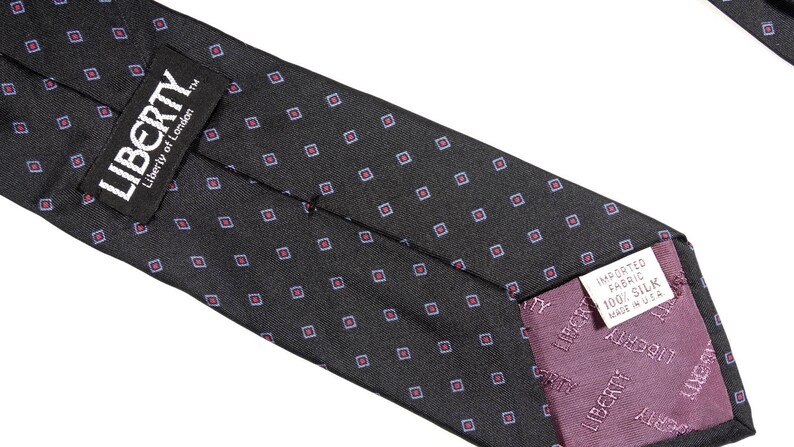 Vintage Liberty of London Navy Blue Silk Tie Diamond Pattern Vintage Liberty Silk Tie Menswear Necktie image 5