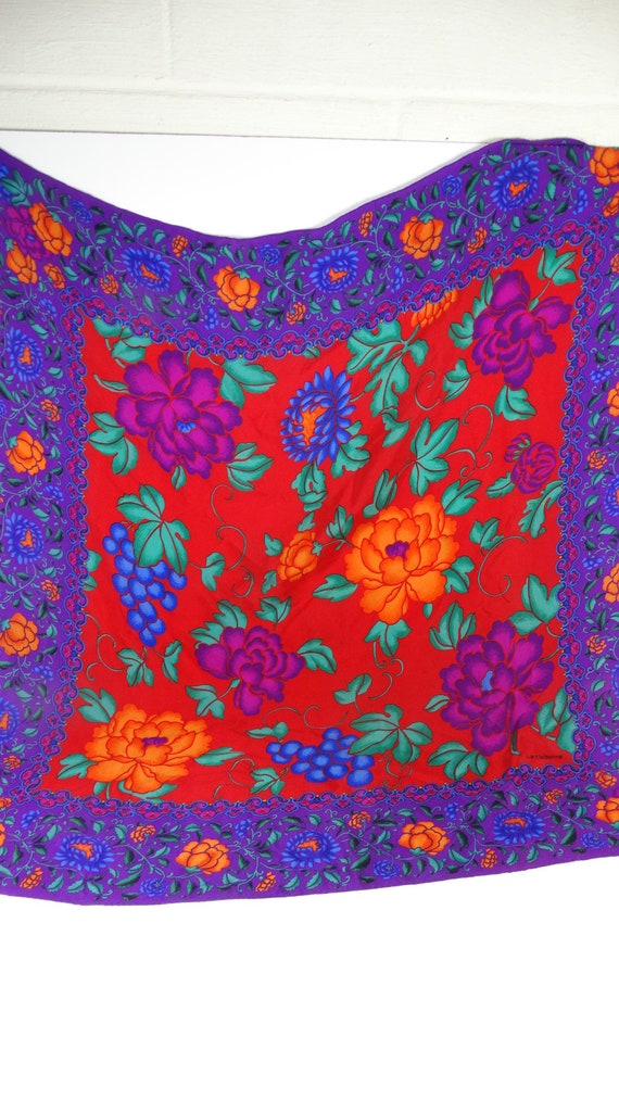 80s Vintage Liz Claiborne Silk Scarf - Square Sil… - image 3