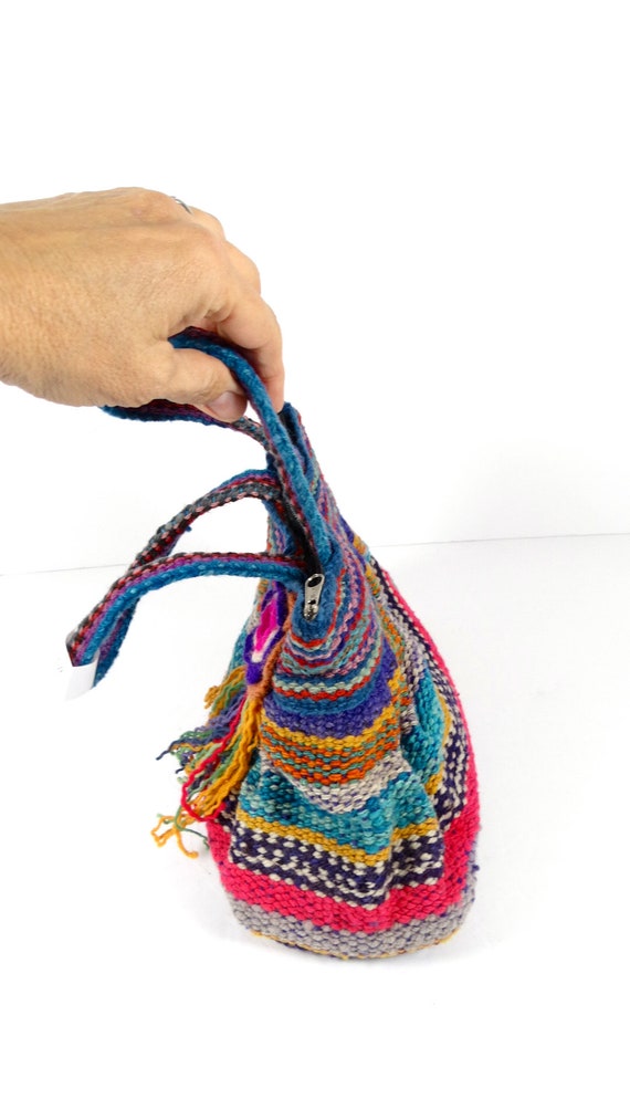 Vintage Woven Handbag Peruvian Textile Top Handle… - image 5