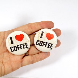 Vintage I Love Coffee Button I Heart Coffee Button Vintage Coffee Pinback Button Coffee Lover