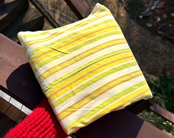Vintage Striped Flat Sheet Full Flat Sheet Double Flat Sheet 1970s Flat Sheet Vintage Sheets