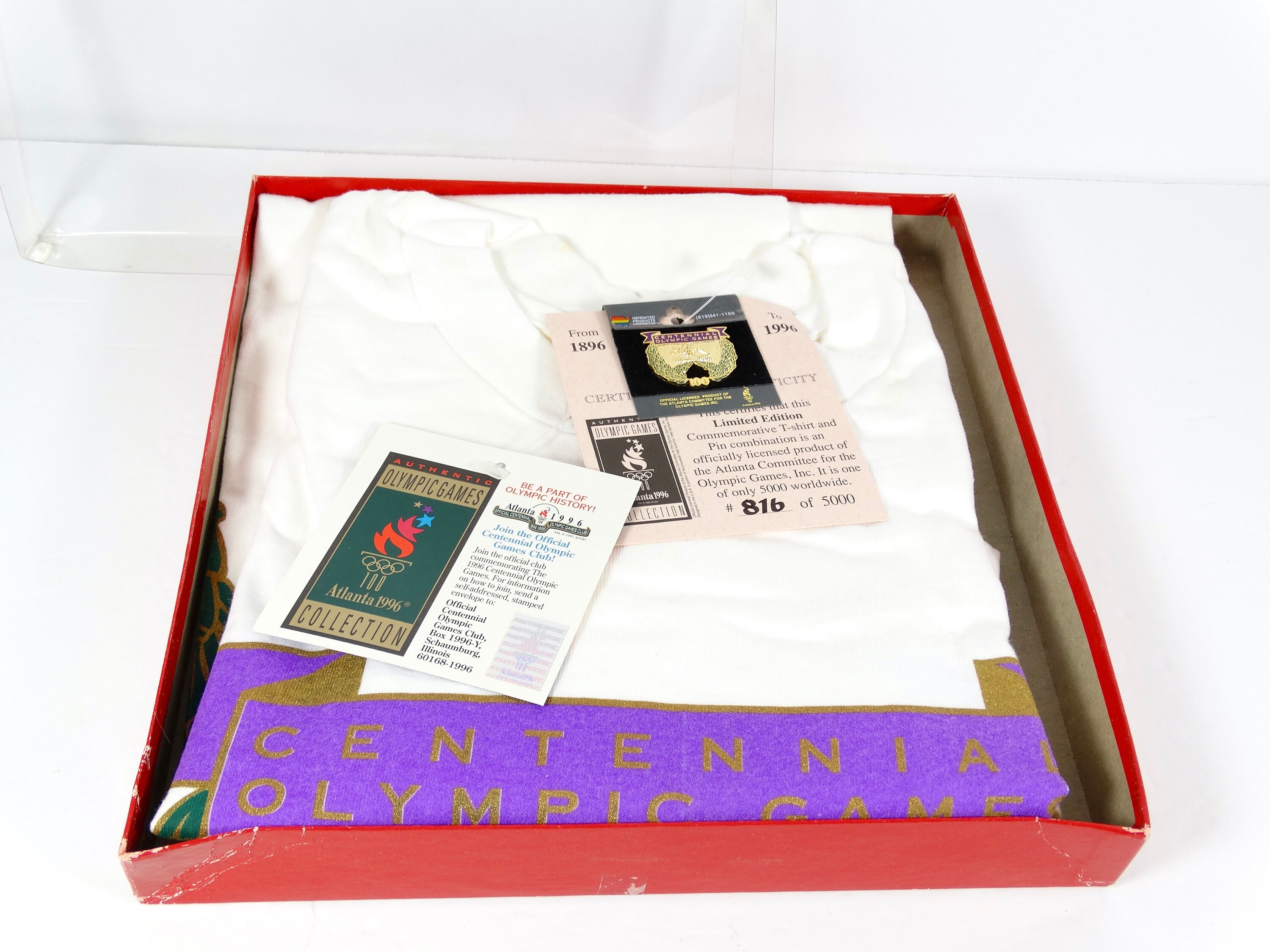1996 Atlanta Olympics Limited Edition Commemorative Tshirt and Pin