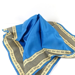 Vintage Glentex Square Scarf Blue Beige Rain Scarf Italian Design Made in Italy