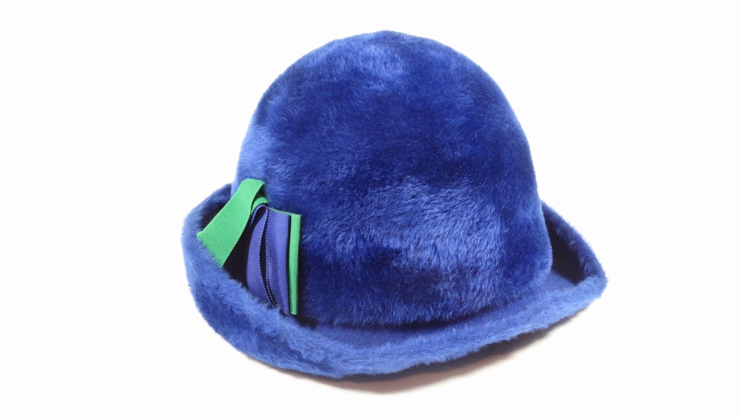 Vintage Designer Hat Vintage Blue Faux Fur Adolfo II Hat 