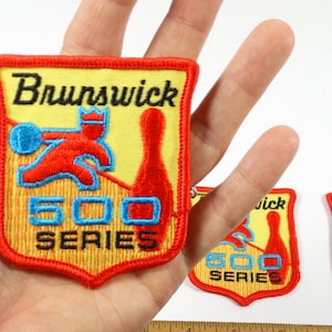 Vintage Red and Yellow Brunswick 500 Series Bowling Patch - 1970s 1980s Bowling Womens Bowling Patch Brunswick Lanes