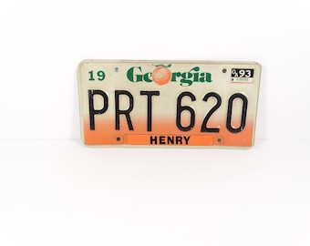 1990s Vintage Georgia License Plate Metal License Plate Henry County GA License Plate Georgia Peach 90s GA License Plate PRT620