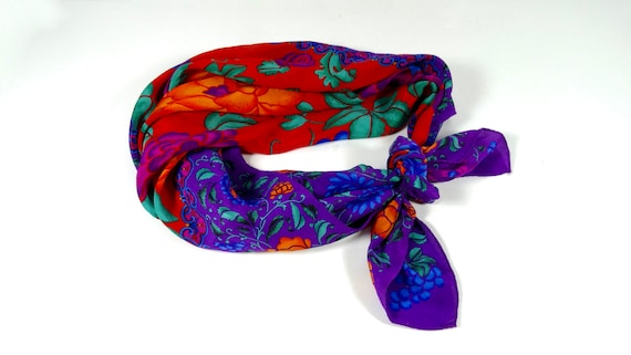 80s Vintage Liz Claiborne Silk Scarf - Square Sil… - image 1