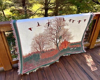 Vintage Bob Timberlake 100 Cotton Throw Tapestry Carolina Wren 48x 60 Etsy