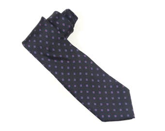 Vintage Liberty of London Navy Blue Silk Tie - Diamond Pattern Vintage Liberty Silk Tie Menswear Necktie