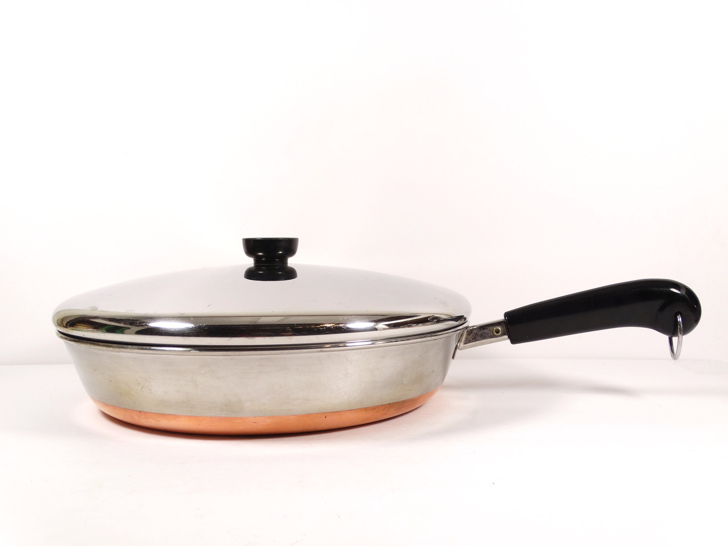 Revere Ware 12 Inch Skillet Fry Pan Tri-Ply Disc Bottom Lid