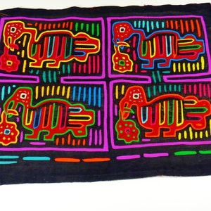 Beautiful Vintage Mola Panama Bird Mola Panama Folk Art Quilting Kuna Vintage Mola Panama Mola Indigenous Art Rainbow Mola Kuna Tribe Art