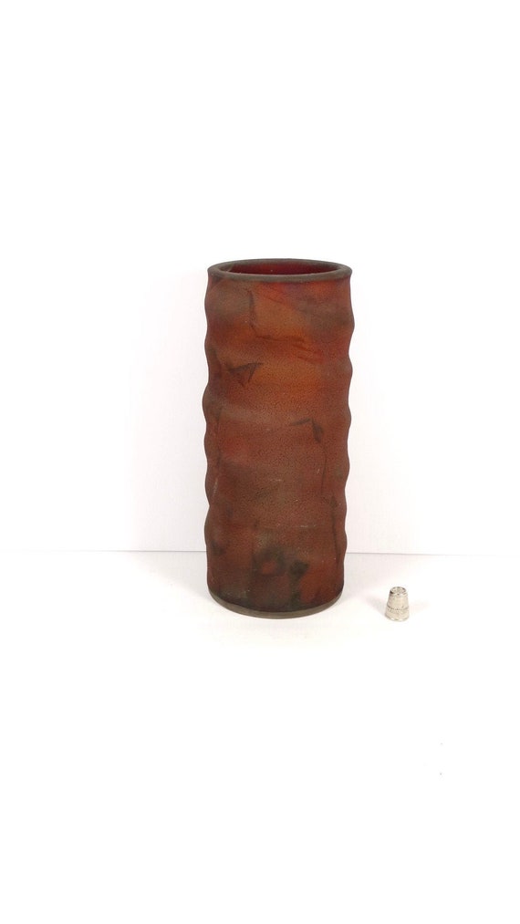 Leslie Mitchell Studio Ceramics Column Vase Raku Vase Les Mitchell Pottery Studio Pottery Art Pottery