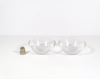 Vintage Duralex Kitchen Prep Bowls - Set of 2 Tiny Glass Bowls Small Clear Glass Bowsl Duralex Bowl Set - Made in France