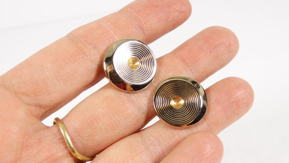 1960s Vintage Cuff Links Round Cuff Links Retro 6… - image 1