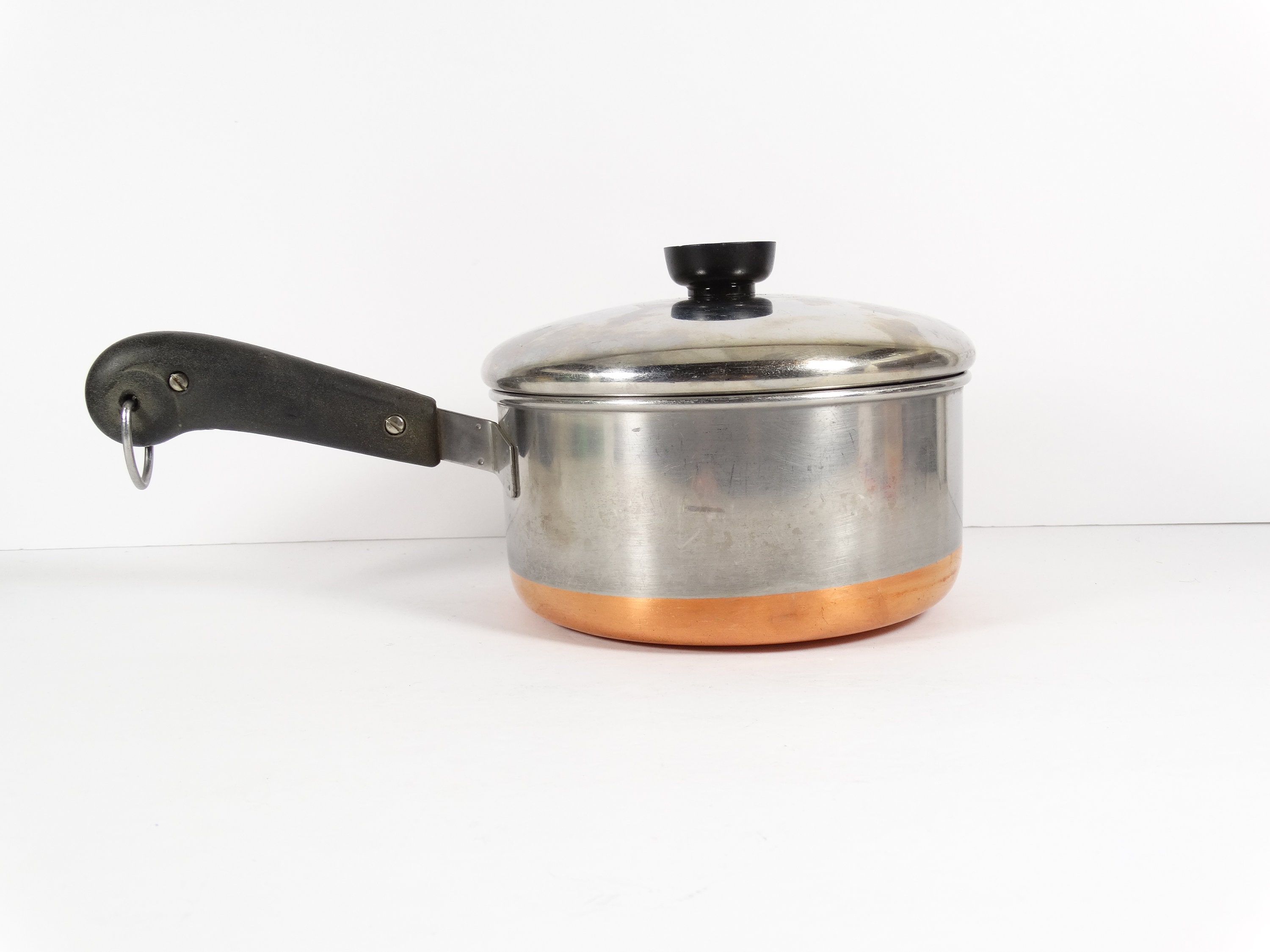 Vintage Revere Ware Copper Bottom 7 Inch Skillet With Lid, Process Patent,  1 Quart Combination Pan, Revere Ware 1801 