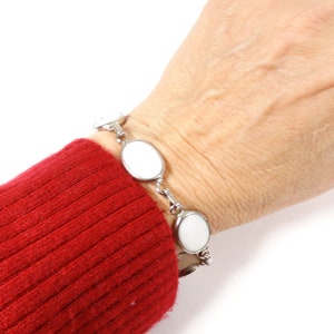 Vintage Silver and White Bracelet - 1970s Bracelet 70s Jewelry 70s Style