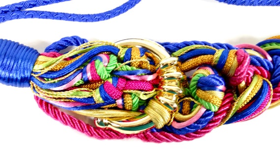 1980s Braided Knot Belt - 80s Mod Decorative Sati… - image 3