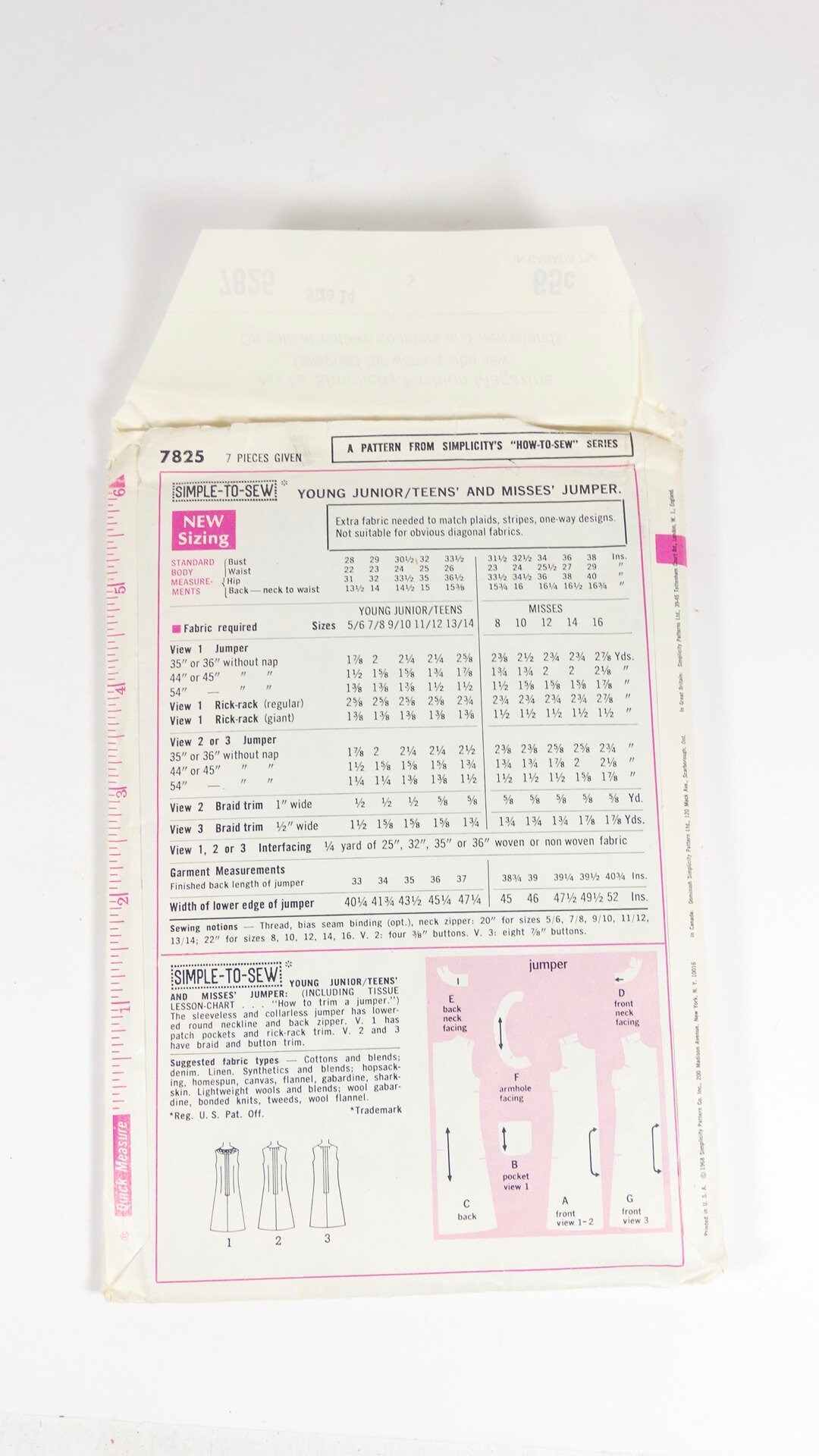 1968 Simplicity 7825 Pattern - 60s Jumper Pattern How to Sew 1968 Simplicity 7825 Pattern - 60s Jumper Pattern How to Sew