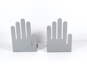1980s Hand Bookends - Set of 2 Gray Metal Hand Bookends Spectrum Div Bookends 80s Bookends Hand Book Ends