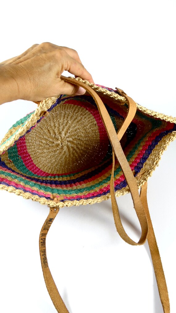 Woven Sisal Bucket Bag - Vintage Shoulder Bag - B… - image 4