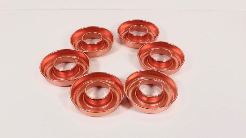 Set of 6 Vintage Donut Molds Donut Pans Soap Molds Ring Jello Molds Copper Aluminum