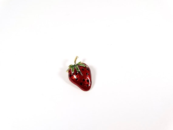 Fab Vintage Strawberry Brooch Enamel Strawberry Brooch Strawberry Pin