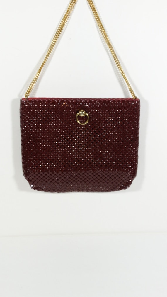 Maroon Metal Mesh Shoulder Bag - Metallic Mesh Bag