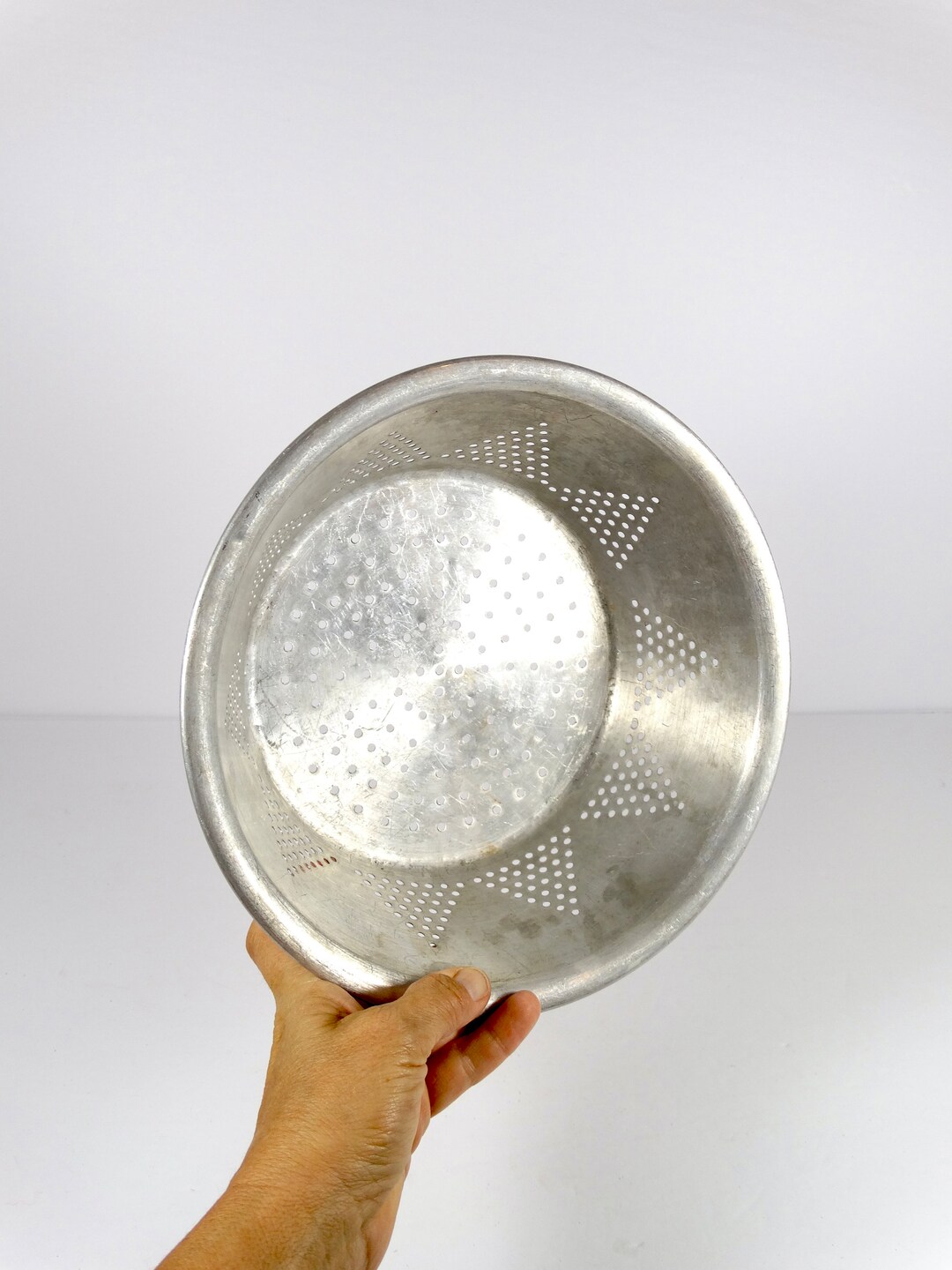 Triangle Collander Vintage Colander Triangle Hole Colander Pierced Colander Pierced ...