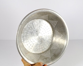 Vintage Colander Triangle Hole Colander Pierced Colander Pierced Strainer Large Colander C24