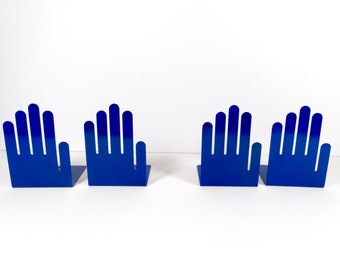 Awesome 80s Blue Hand Bookends - Set of 2 Blue Metal Hand Bookends Spectrum Div Designs - Pop Art Bookends Sold in Pairs 1980s Bookends