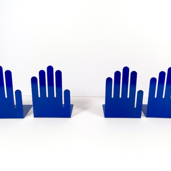 Awesome 80s Blue Hand Bookends - Set of 2 Blue Metal Hand Bookends Spectrum Div Designs - Pop Art Bookends Sold in Pairs 1980s Bookends