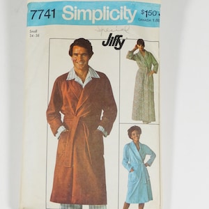 May include: A sewing pattern for a robe, Simplicity pattern number 7741. The pattern includes instructions for making a robe in three different styles. The pattern is for sizes 34-36.