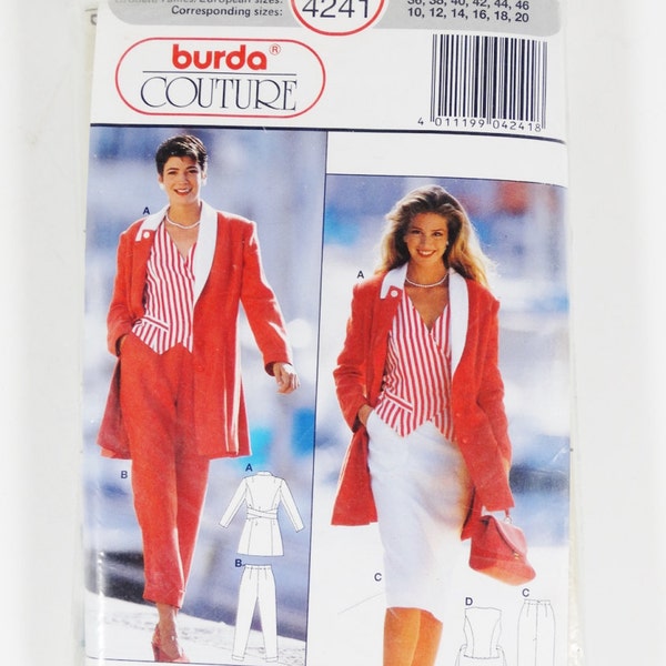 Burda Couture 4241 - Misses Suit - Sizes 10-20 - Vintage 1980s Pattern