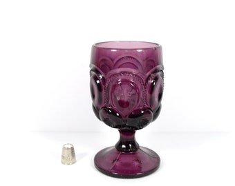 Vintage Purple Goblet - Purple Glass Goblet Amethyst Goblet Pressed Glass Goblet Purple Glass Footed Glass