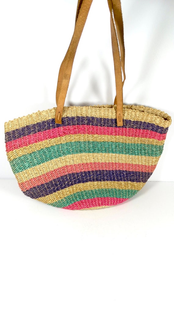 vintage straw bucket bag - Gem