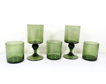 RARE Vintage Hugo Gehlin Gullaskruf Glass Set of 5 Gehlin Glasses Vintage Swedish Glassware Swedish Art Glass Scandinavian Modern Retro Bar
