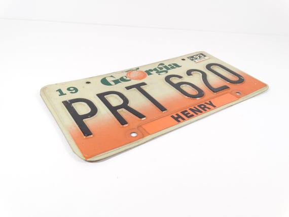 1990s Vintage Georgia License Plate Metal License Plate Henry