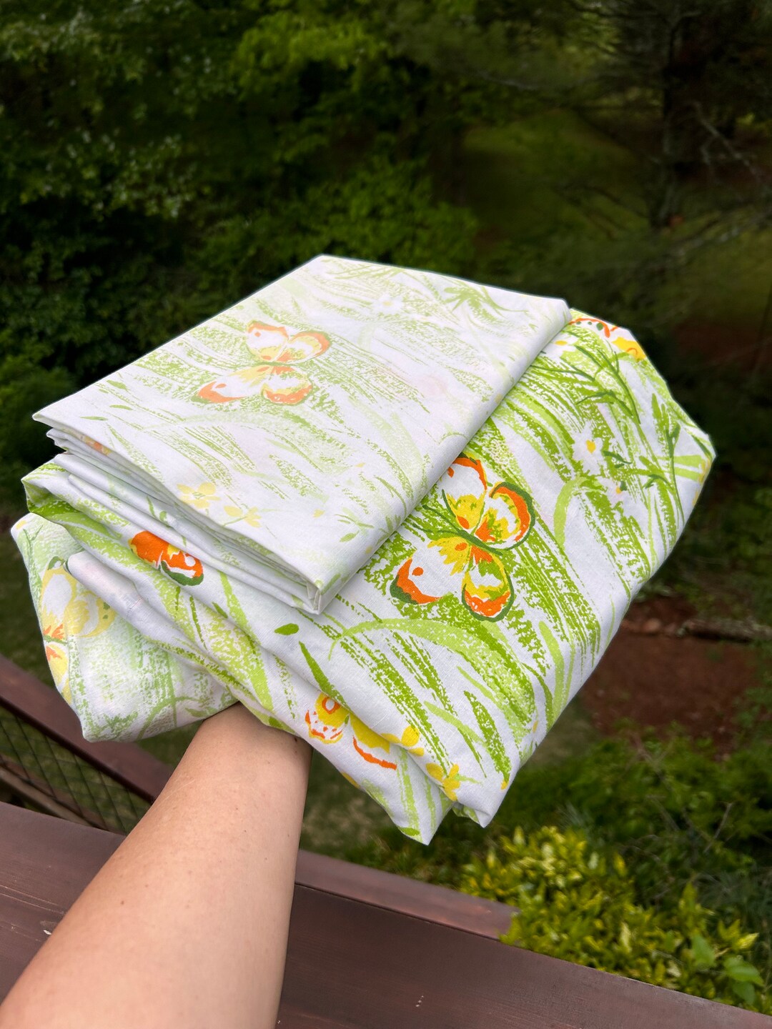 Vintage Bibb Full Sheet Set - Butterflies in Grass 1980s Bibb Sheet Set ...