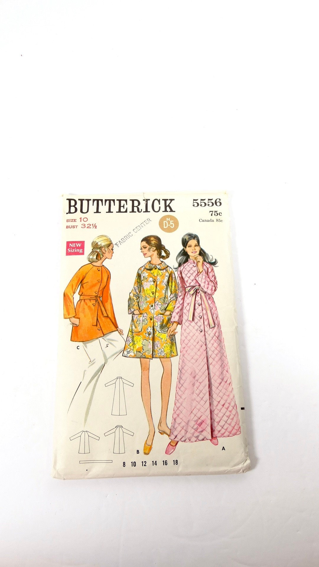70s Bathrobe Robe Pattern - Butterick 5556 - Size 10 Vintage 1970s ...